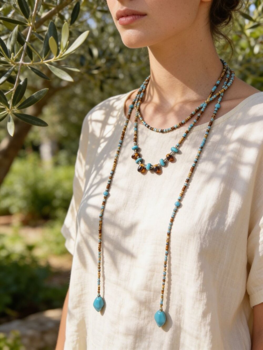 Womens 1 Strand Multicolor Acrylic Beaded Lariat Style Adjustable Necklace